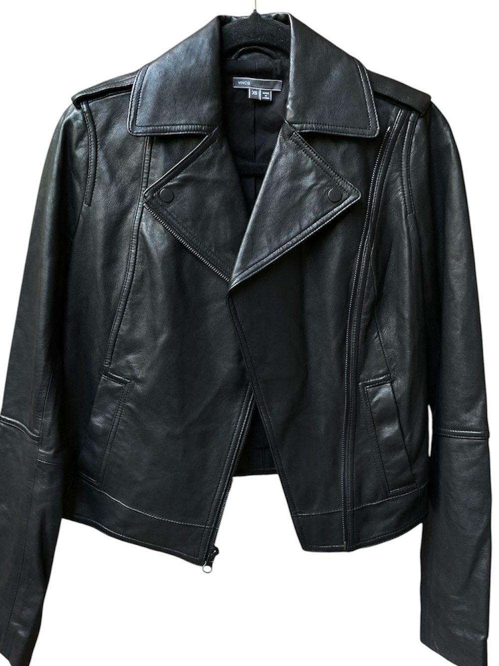 Vince Black Leather Moto Jacket XS
